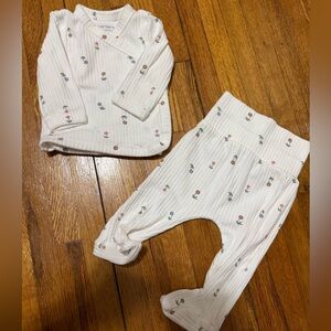 Carter's Cream Ribbed Floral Baby Two-Piece Set